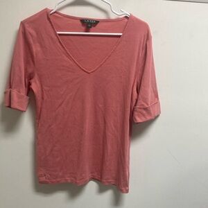 Women's Pink V-Neck Top